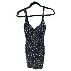 Windsor Marilyn V-Neck Bodycon Party Mini Dress Moderate Stretch Mesh Lined XS